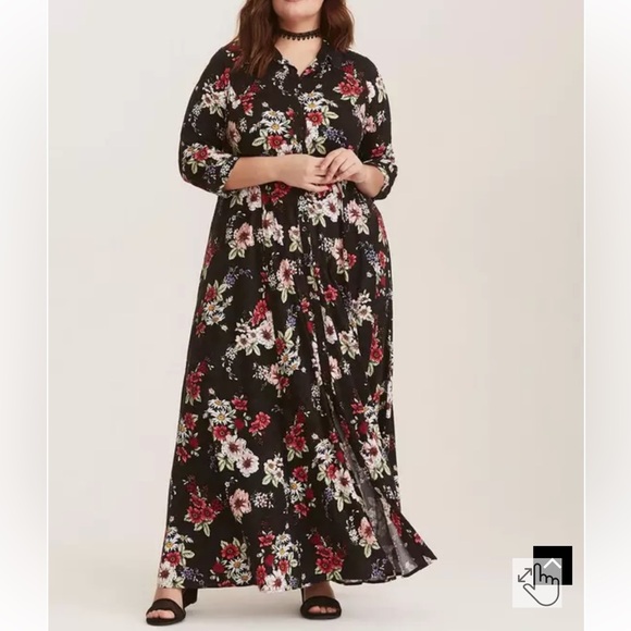 Torrid maxi challis button front shirt dress size 1 - Picture 15 of 16